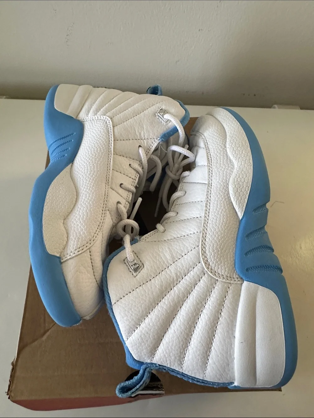 Nike Kids White and Light Blue High-Top Sneakers